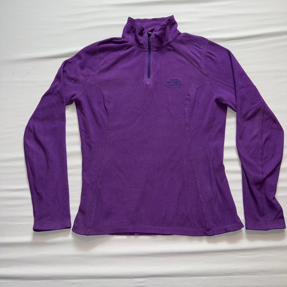 The North Face Womens TKA 100 Fleece Quarter‎ Zip Pullover Purple XS Microfleece